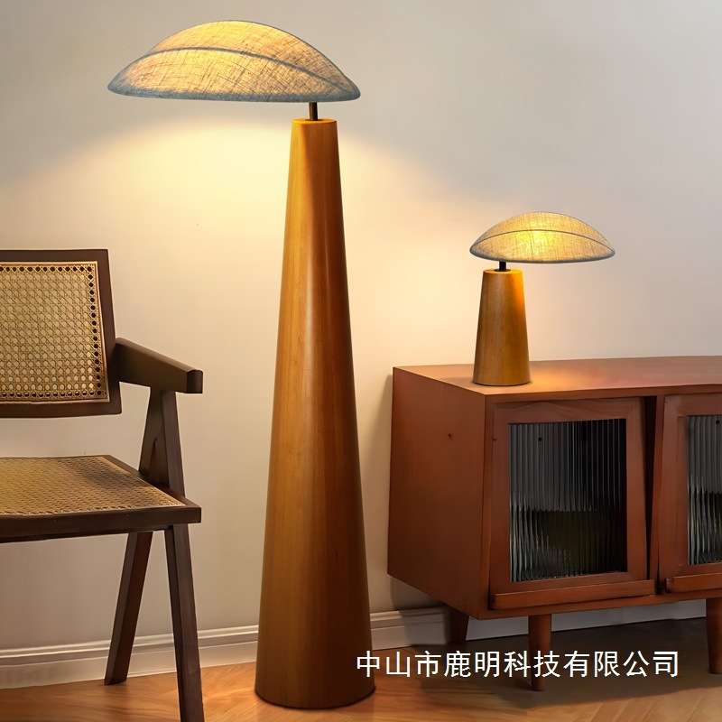 原木风落地灯日式客厅卧室床头灯中古复古风茶室艺术创意装饰台灯