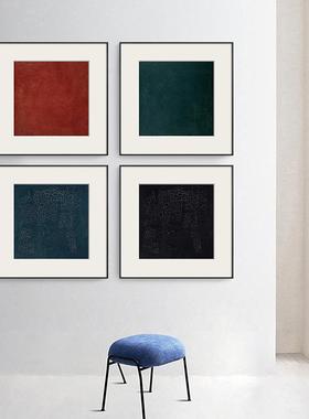 小众抽象艺术色块装饰画后现代简约挂画单幅样板间红色蓝色方形画