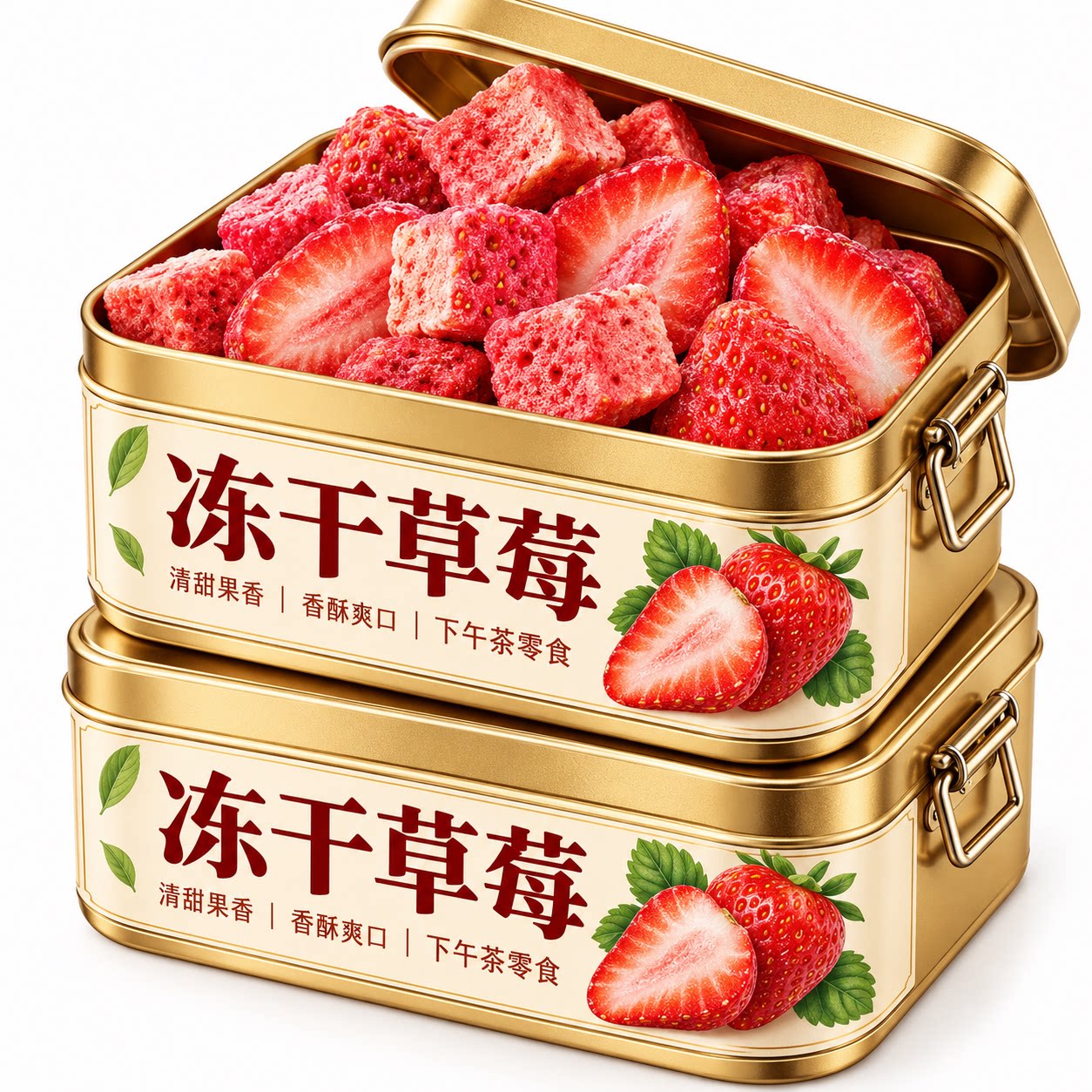 冻干草莓脆水果干独立包装罐装雪