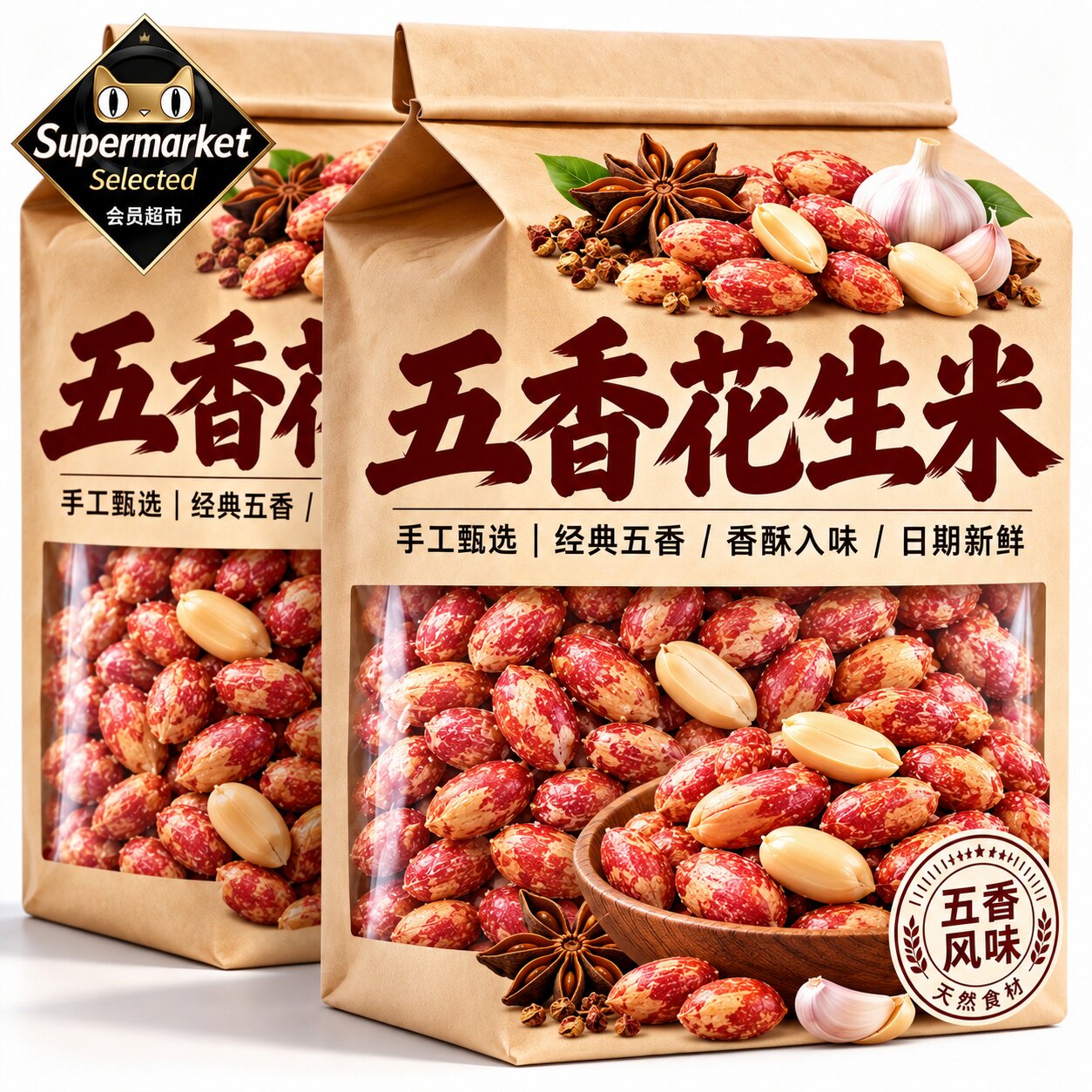 正宗山东五香蒜香花生米下酒菜