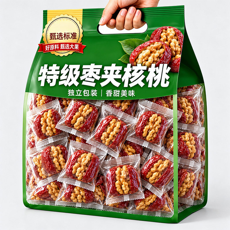 枣夹核桃仁独立小包装新疆特产灰枣红枣官方旗舰店零食无核孕妇