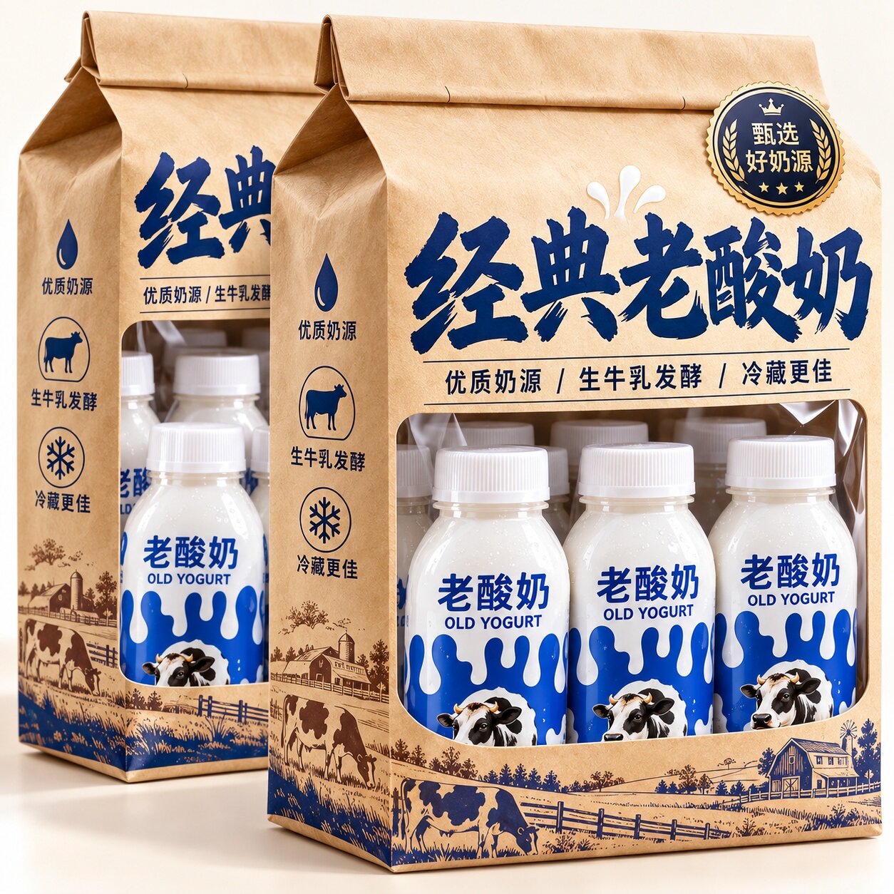 原味老酸奶风味饮料瓶装解腻