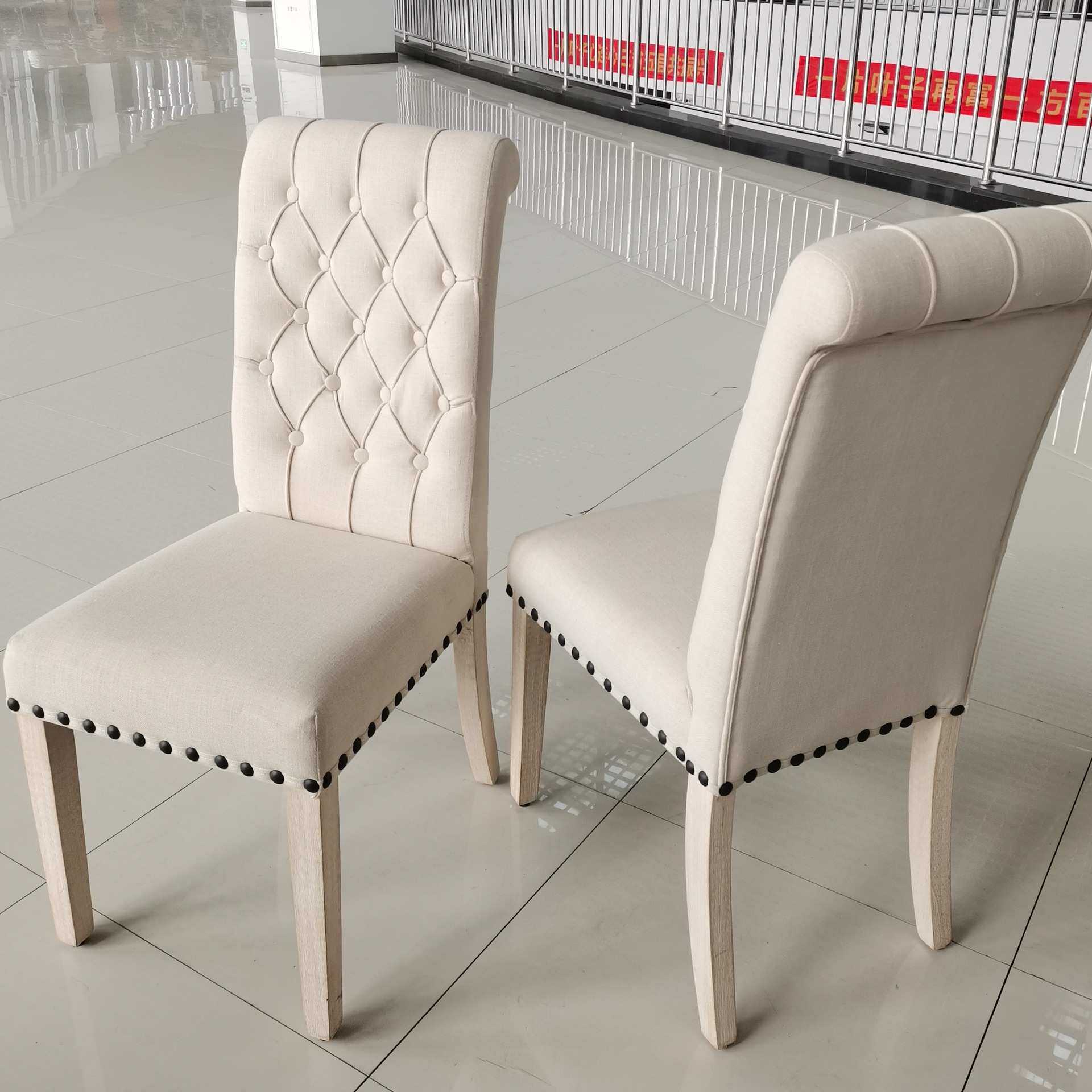 慕白繁星麻布民宿莊園包廂高背拉扣酒店餐椅安吉椅盟dining chair