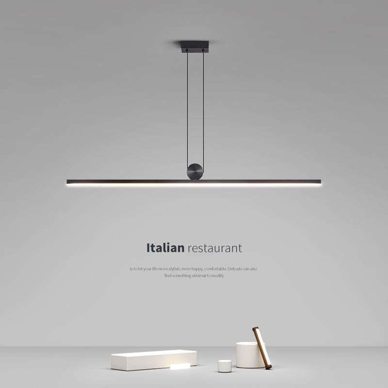 极简一字餐厅吊灯现代简约大气意式轻奢设计师吧台岛台长条灯具