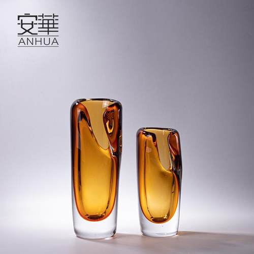 安华轻奢玻璃花瓶 创意艺术花器摆件插干花水培餐桌摆件ins风