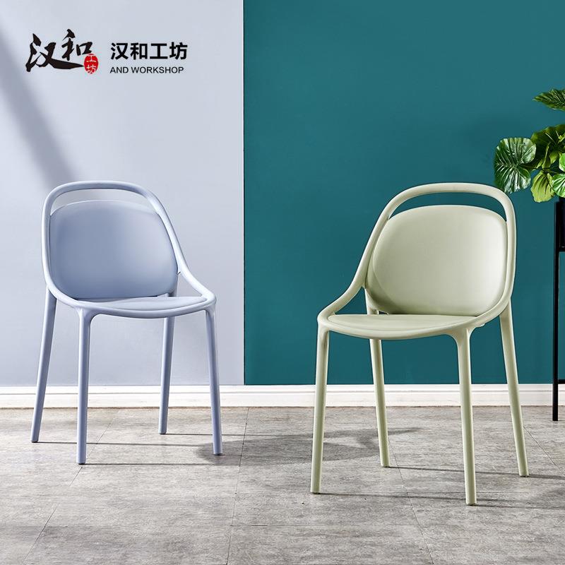 北欧时尚餐椅现代简约家用加厚塑料椅休闲洽谈餐厅靠背椅书桌椅子