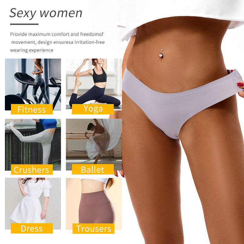 2024新款欧美跨境性感T裤冰丝无痕运动健身贴身裸感中腰女士内裤