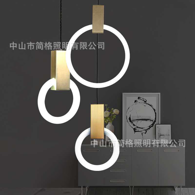 北欧轻奢圆环形吊灯极简吊灯后现代创意个性客厅灯别墅楼梯吊灯