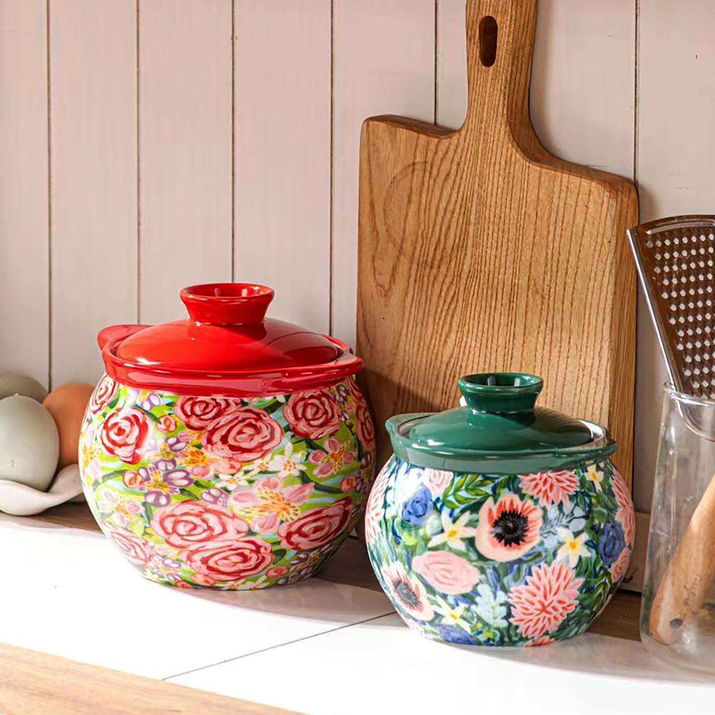 美式田园风陶瓷猪油罐家用高颜值辣椒油罐带勺子大号调味罐,鲜花速递/花卉仿真/绿植园艺,割草机/草坪机,淘宝优惠券,粉丝福利购,淘宝优惠卷