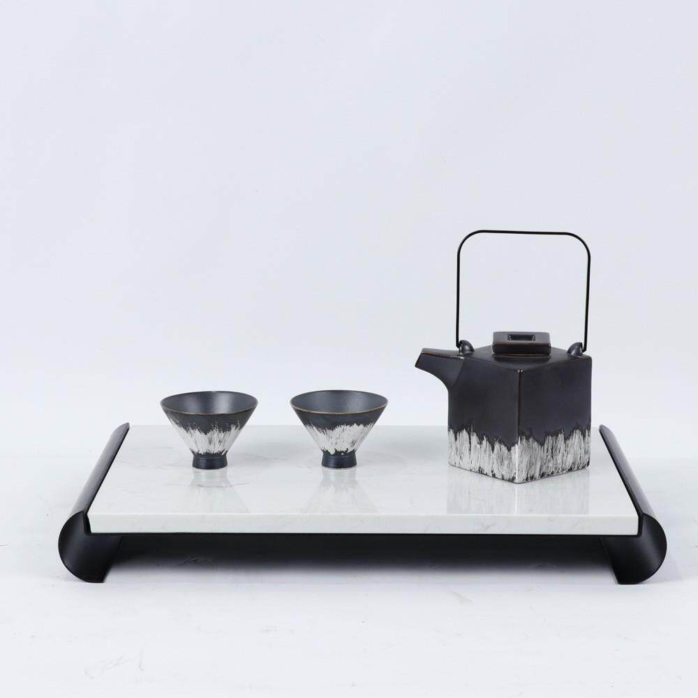 新中式茶具茶壶托盘茶室摆件样板房间展会摆设现代售楼处软装饰品