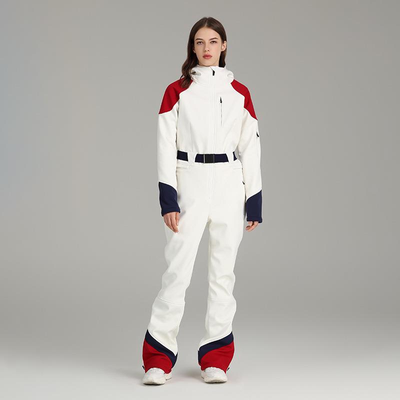 雪怡派单双板高弹修身连体滑雪服女户外防水冬季保暖滑雪服套装