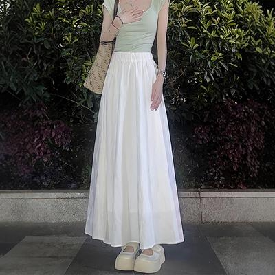 白色半身裙女夏季薄款胖妹妹mm梨形身材高腰宽松显瘦垂感a字长裙