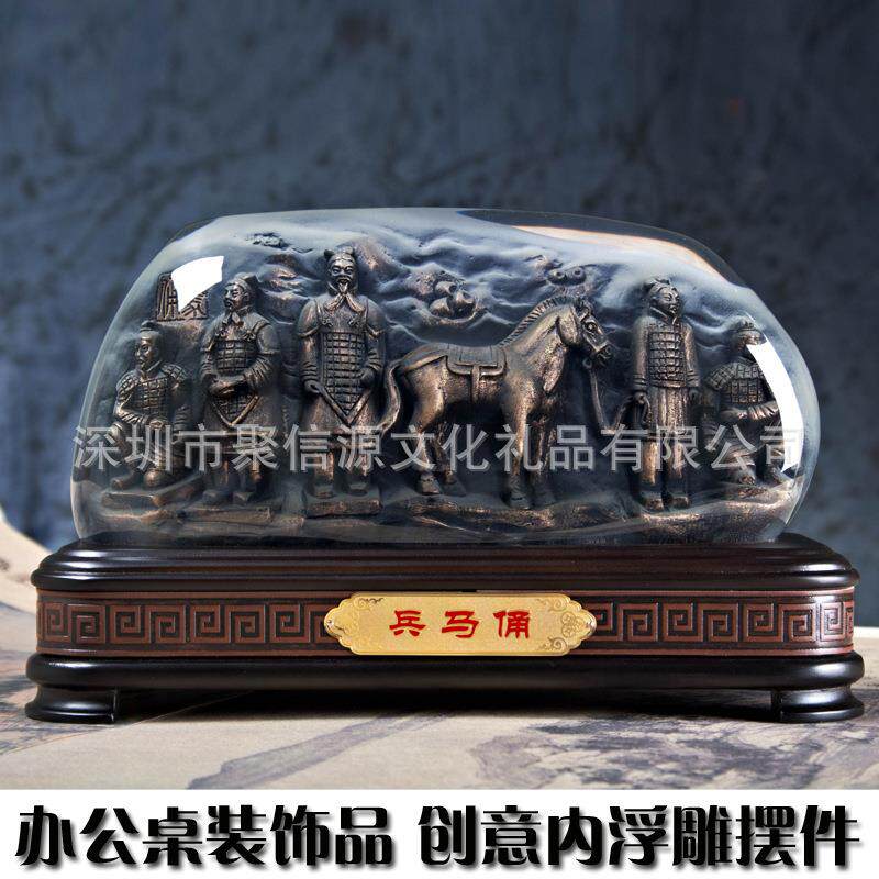 水晶浮雕摆件家居装饰旅游纪念品办公摆件工艺品清明上河图摆件