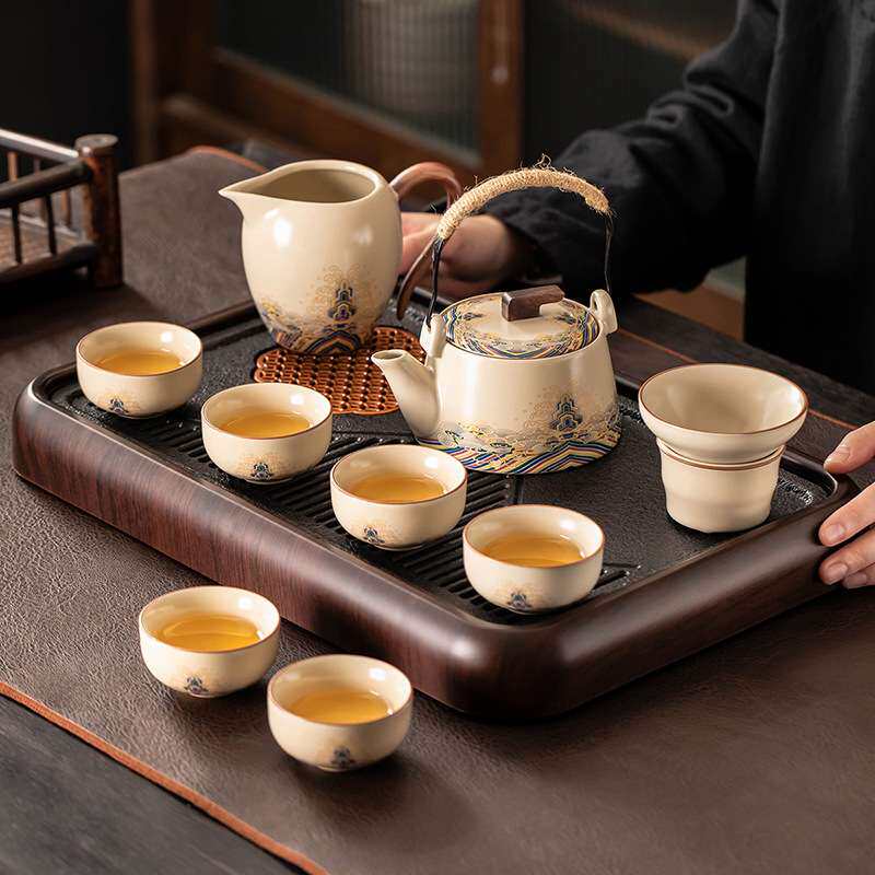 2025新款汝窑整套茶具套装家用轻奢高档陶瓷茶壶茶杯茶盘办公泡茶