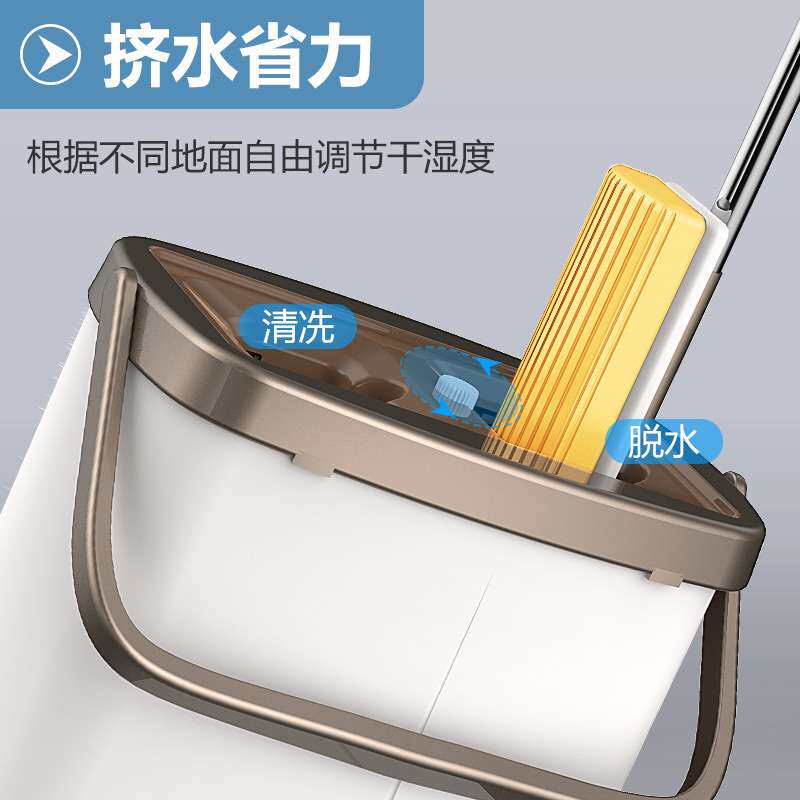 丽尔家免手洗胶棉懒人拖把 家用海绵吸水拖把地拖刮刮乐拖把桶