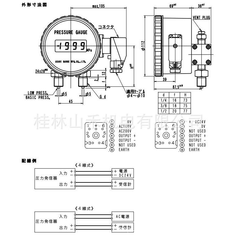 Asahi Gauge旭计器压力表Model  MWS-J