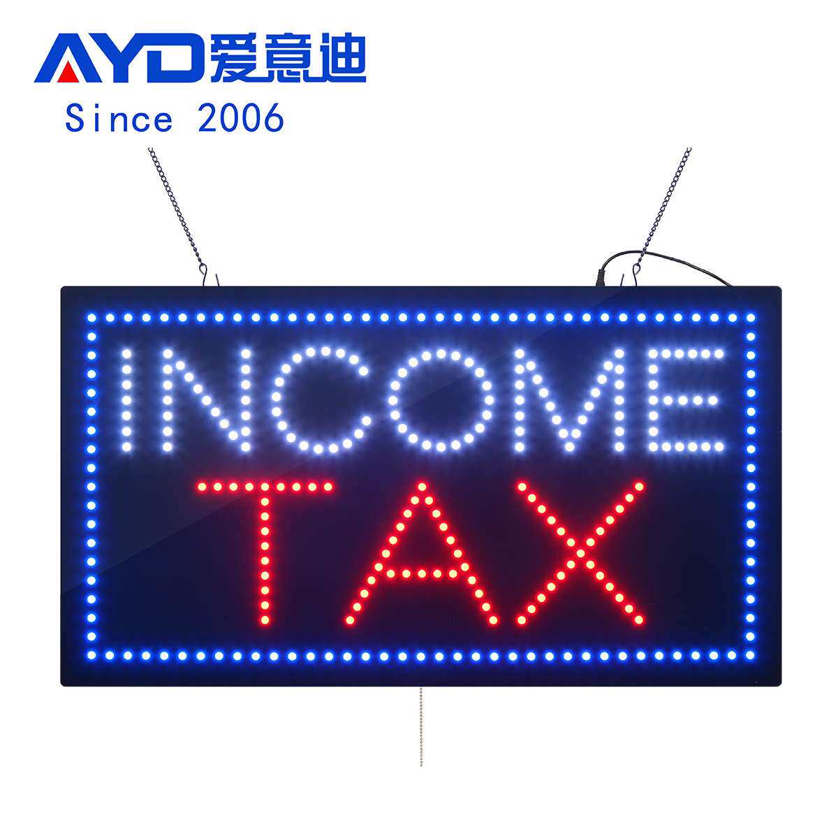 出口认证 LED广告牌门头字室内发光字招牌 INCOME TAX Sign