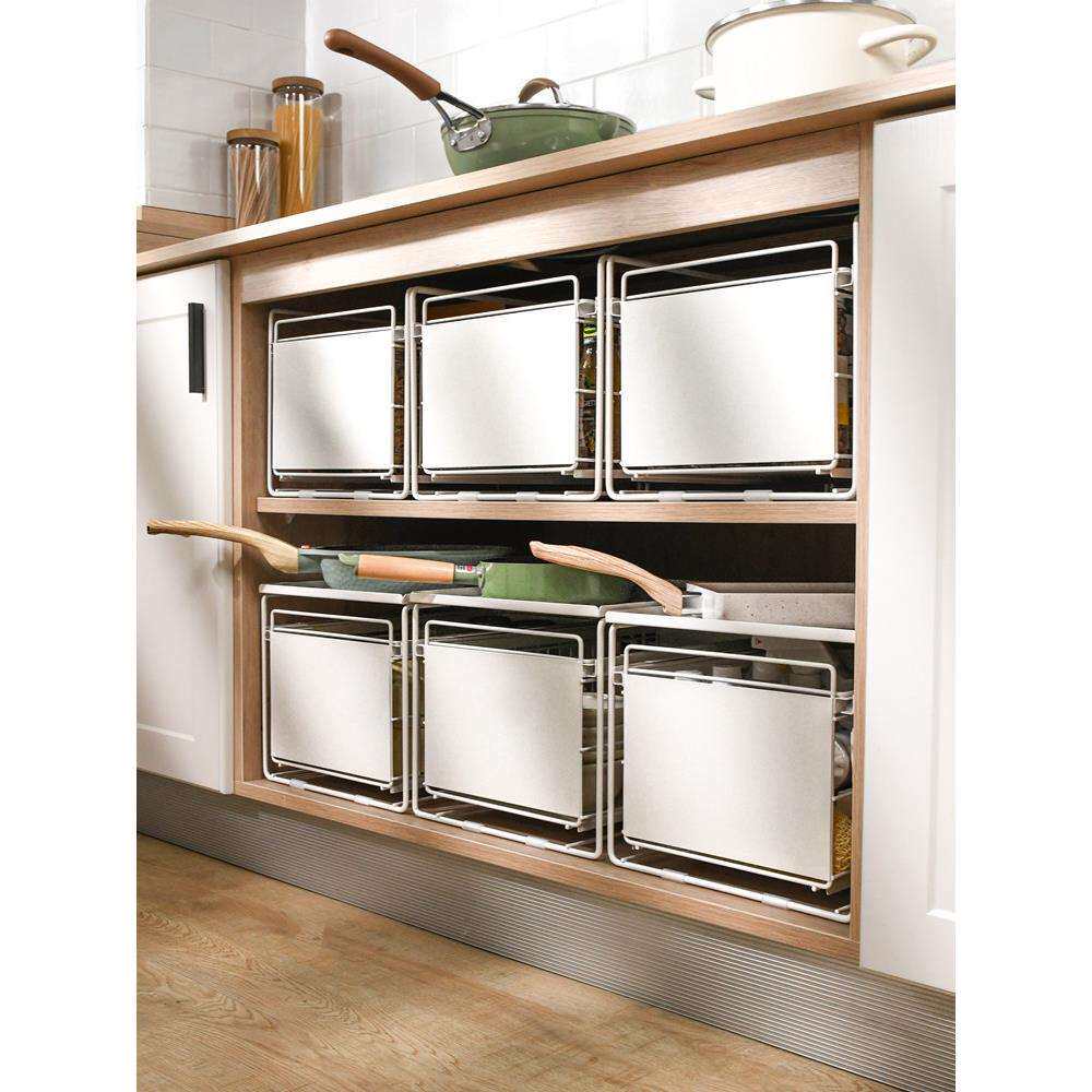 9V7T橱柜碗碟抽屉收纳分隔柜子内餐具杯子储物篮单层厨房抽拉式置