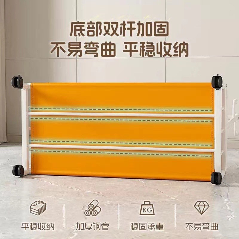家用落地衣架带筐带轮可移动卧室挂衣架室内置物晾衣架收纳衣帽架