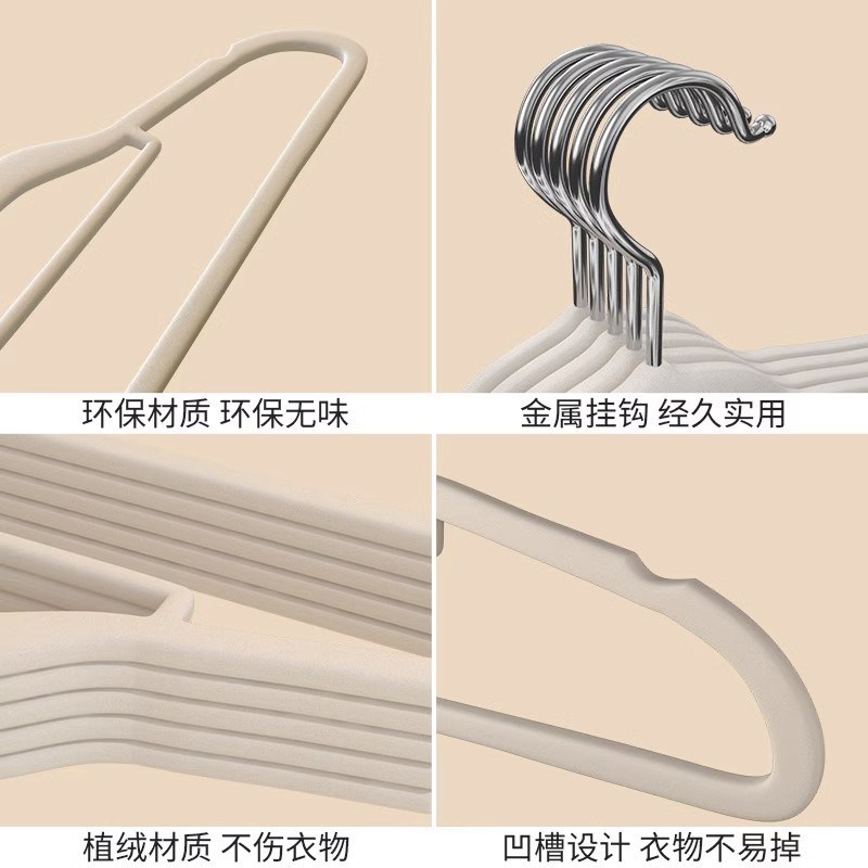 植绒衣架家用挂衣架无痕防滑学生宿舍晾衣服收纳不鼓包整理师专用