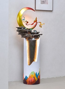 现代轻奢流水摆件循环水喷泉客厅玄关电视机旁落地装饰品开业乔迁