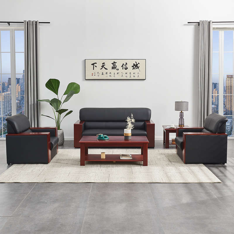 办公沙发三人位茶几组合现代简约办公室商务接待会客沙发优质西皮