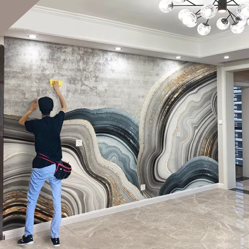 现代轻奢金箔素色简约电视背景墙壁画客厅卧室艺术墙纸高端墙布纸