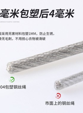 88304不锈钢晾衣绳钢丝晒衣绳晾衣架户外包塑窗帘挂Y线绳子家用室