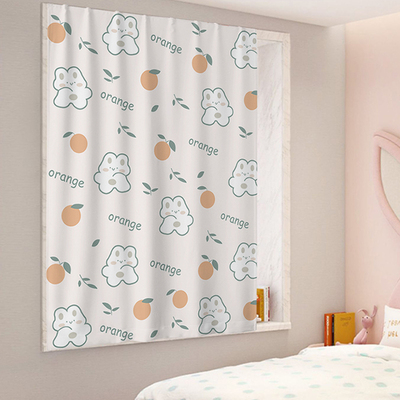 全遮光窗帘可爱卡通免打孔安装儿童房女孩卧室窗户魔术贴遮阳帘子