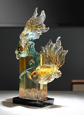 新中式年年有余锦鲤摆件客厅玄关电视柜酒柜办公室装饰品乔迁礼物