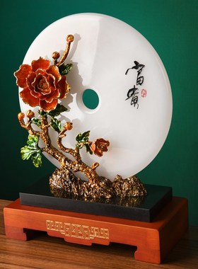 天然玉石平安扣摆件客厅家居装饰品搬新家礼物乔迁新居礼品纪念品