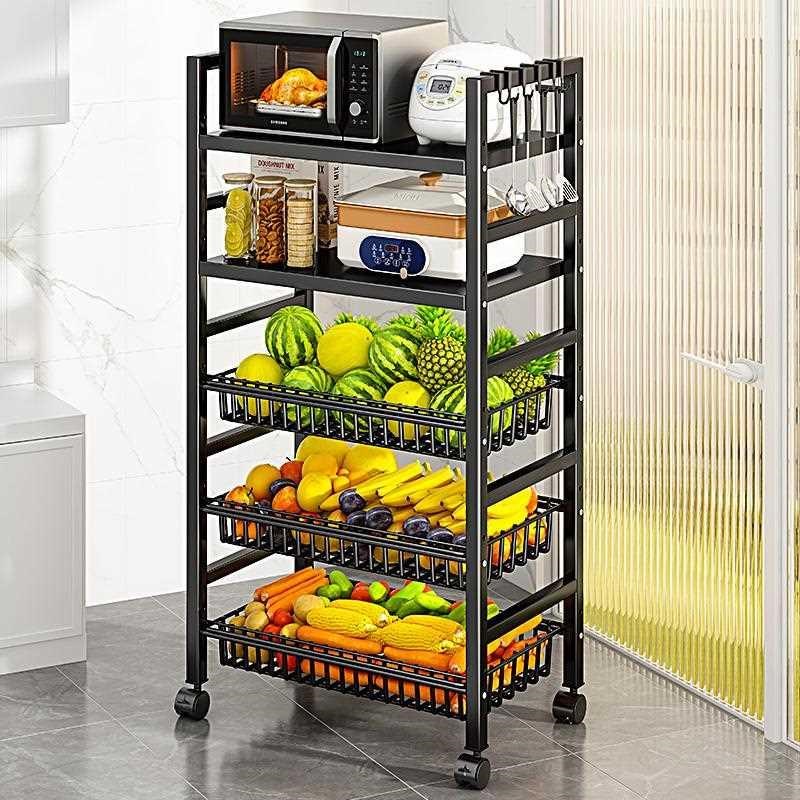 厨房置物架落地可移动家用多层微波炉多功能水果蔬菜篮子收纳货架