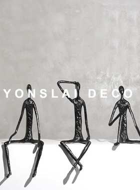 现代简约抽象人像雕塑摆件售楼处玄关柜样板房间软装饰品人物雕塑