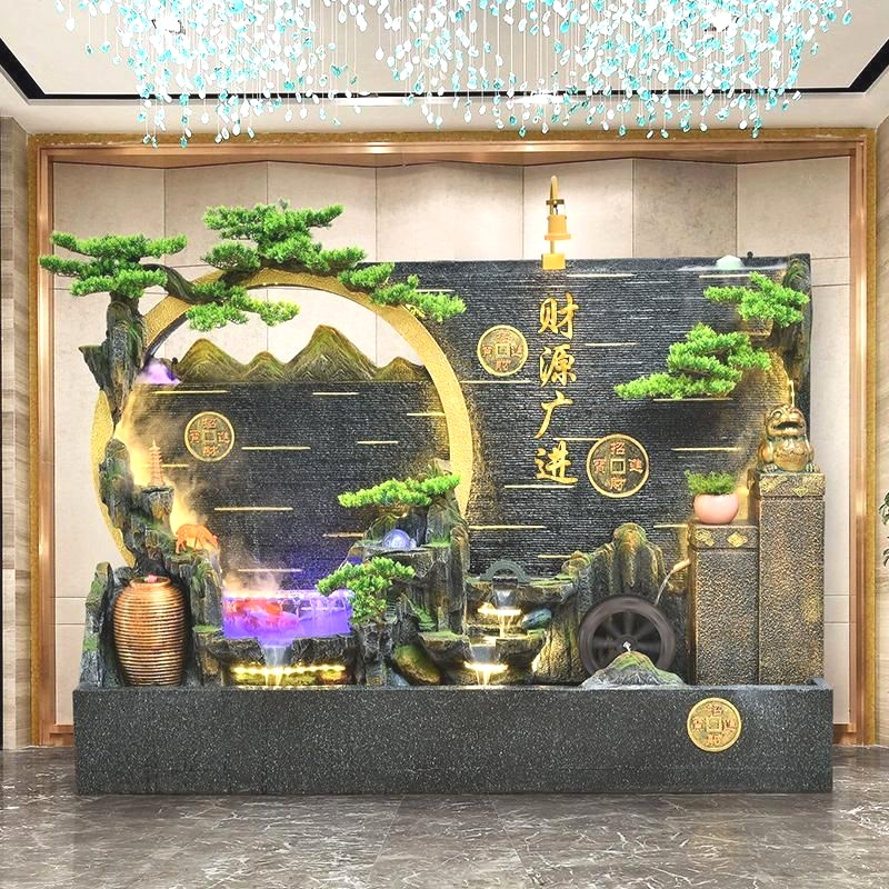 循环水新款摆件墙喷泉假山水幕户外屏风造景鱼缸花园流水景观装饰