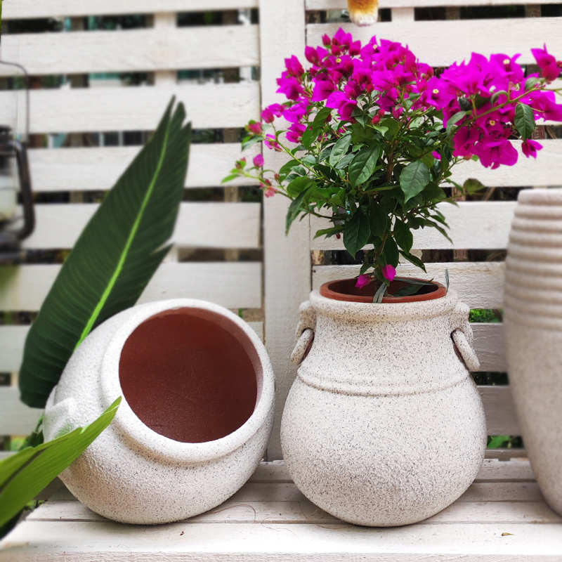 红陶花盆陶瓷花瓶花器花园用品细质素烧红泥土粗陶景观斜卧线条