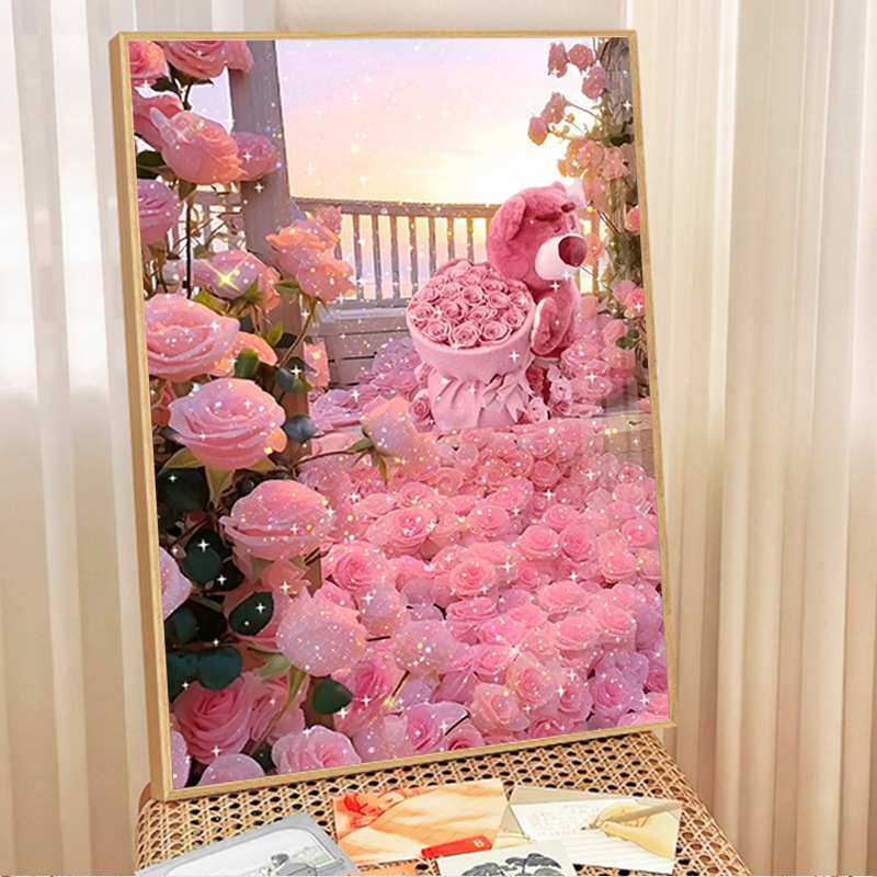 玫瑰草莓熊钻石画2024新款满钻客厅小件十字绣砖石贴画带框5d,模玩/动漫/周边/娃圈三坑/桌游,模型制作工具/辅料耗材,淘宝优惠券,粉丝福利购,淘宝优惠卷