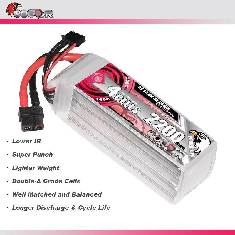 鹰氪CODDAR 2200MAH 4S 14.8V 140C航模四轴固定翼飞机船模锂电池
