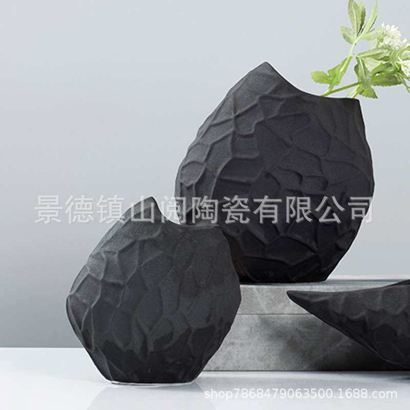 欧式素烧简约花瓶花器艺术空间装饰品样板房客厅软装设计师摆件设
