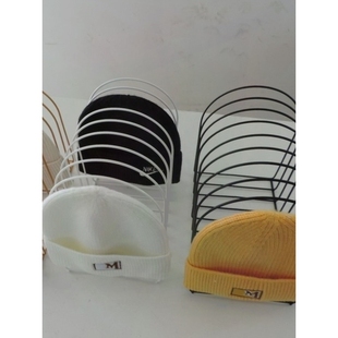 北欧桌面收纳多层半圆书架帽子针织帽帽托桌上置物架展示架帽架子