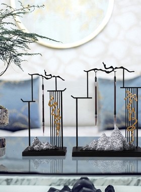 禅意新中式摆件客厅酒柜玄关博古架装饰样板间创意家居软装工艺品