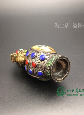 鼻烟壶民间特色工艺礼品纯铜古玩内画老式鼻烟壶双龙客厅装饰摆件