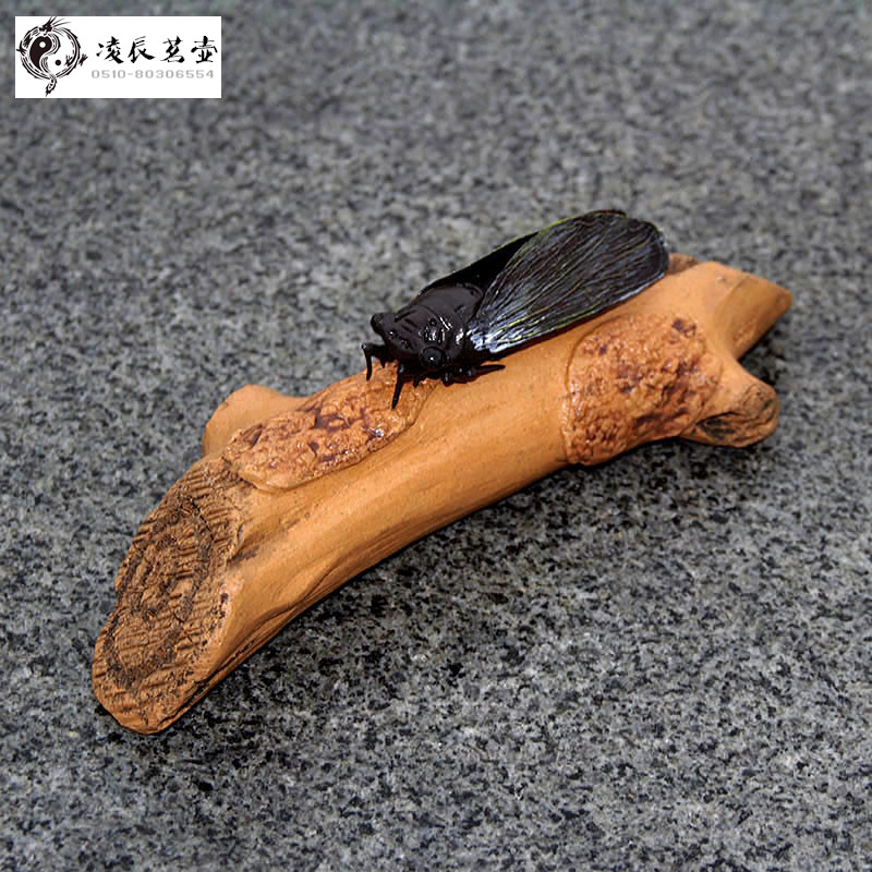 精品紫砂枯木知了树枝树桩雕塑蝉车载茶宠摆件茶玩可养茶盘装饰品