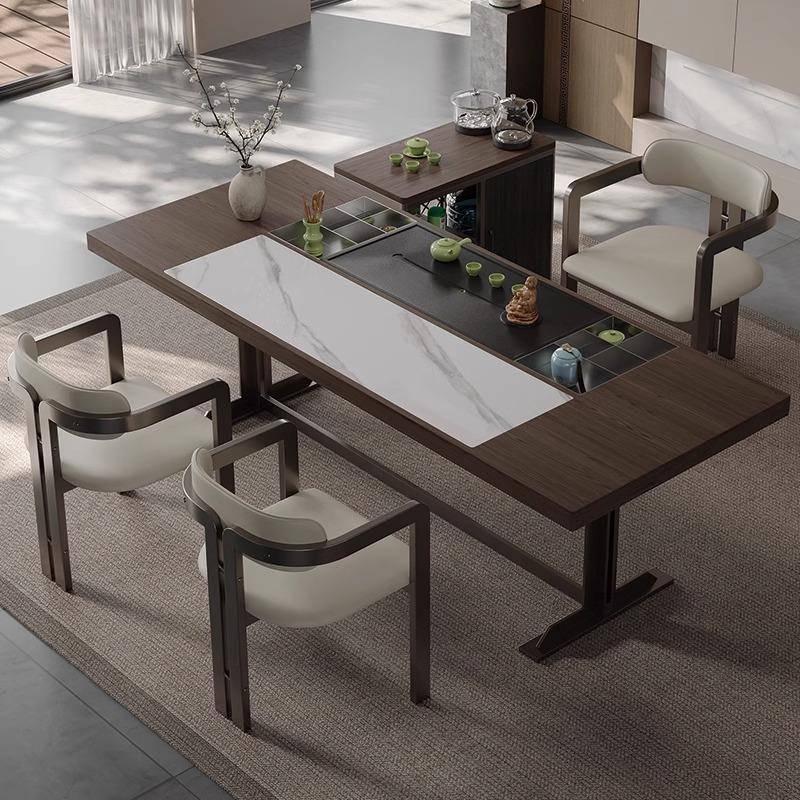 佛山极简家用客厅茶桌茶台 新中式侘寂风高级感实木泡茶桌椅组合