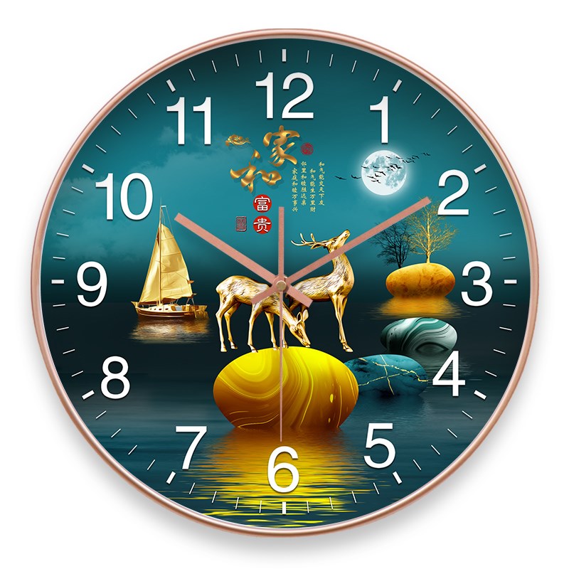 钟表挂钟电波h自动对时装饰客厅家用时尚简约现代挂墙静音石英钟