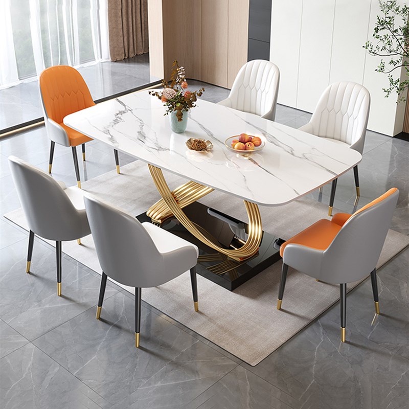亚历智多 意f式极简岩板餐桌椅现代简约轻奢长方形西餐桌家用餐桌