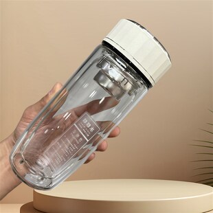 双层玻璃杯鹅蛋大肚杯水杯礼品印字做lDogo不锈钢杯盖车载订做265