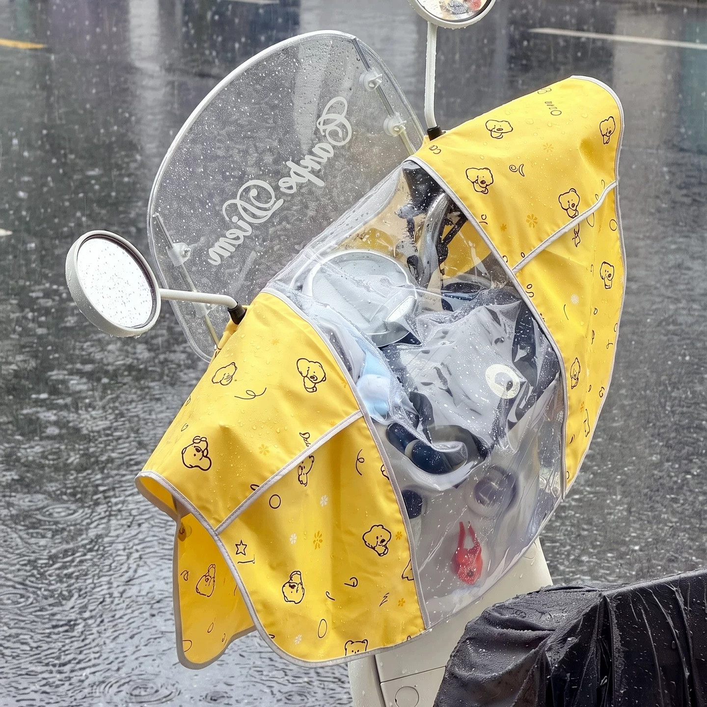电动车车头防雨罩仪表盘中控防水罩透明车头电瓶车车前挡雨罩头套