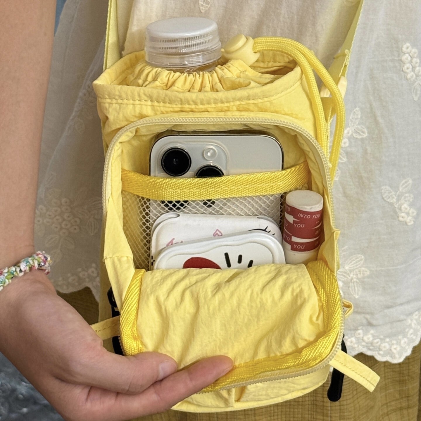 蝴蝶结水壶包手机斜挎包二合一户外旅行登山包上班通勤迷你小包包