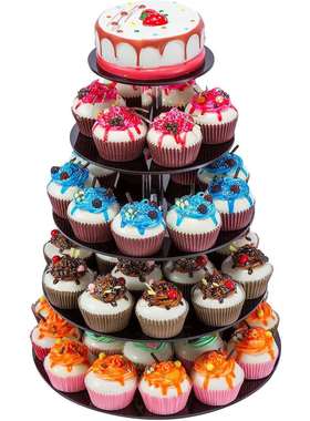 5层圆形黑色亚克力蛋糕展示架 甜品点心摆放架4MM Display Stand