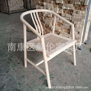 新中式实木茶台椅白胚椅子茶桌椅组合南康厂家主人椅白茬